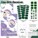 Semi Cured Gel Nail Strips & Toenail Stickers 2 Set (Green),Gel Nail Stickers, Long Lasting, Gifts for Women, Works with UV Lamp, Includes Prep Pads,Wooden Stick (Hwj-mj-z05)
