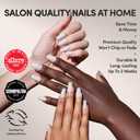 Glamnetic Press On Nails - Medium Coffin Fake Nails, Milky White Nails, Oat Milk | 15 Sizes - 30 Nail Kit with Glue | Gift for Mom