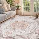 Washable 6x9 Area Rug - Living Room Large Rug Stain Resistant Carpet Vintage Carpet Bedroom Non-Slip Backing Home Decor Floor Decor Mat,Orange