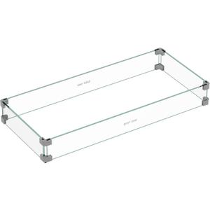 EAST OAK Glass Wind Guard for 52in Propane Fire Pit Table, 32.4 x 14.7 x 4.1 inch Clear Tempered Wind Guard for Gas Firepit, Thick Rectangle Glass Shield with Aluminum Corner Bracket & Rubber Feet