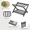 Set of 2 Fully Assembled Luggage Rack for Guest Room, 5 Straps Bamboo Suitcase Stand with Shoe Shelf, 26.77" Wide Foldable Luggage Holder for Bedroom, Hotel, Black