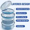 Denture Case Retainer Cleaning Case: 2 in 1 Retainer Case, No-Leak Denture Bath Box Cup, Complete Clean Care for Dentures, Clear Braces, Mouth Guard, Night Guard & Retainers (Blue)