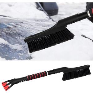 Kewucn 25" Snow Brush with Ice Scraper, Detachable Car Windshield Scraper with Ergonomic Foam Grip to Remove Frost and Snow, Universal Winter Snow Removal Accessories for All Vehicles (Black)