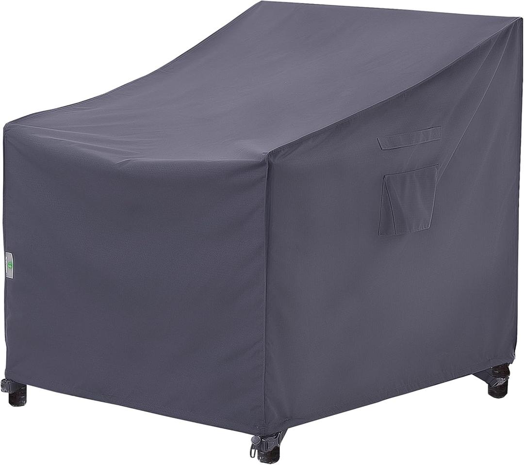 F&J Outdoors Patio Chair Covers, Heavy Duty Waterproof UV Resistant Outdoor Large Deep Seat Lounge Chair Club Chair Cover, Grey, 40" W x 40" D x 36" H
