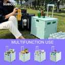 Folding Utility Cart Portable Rolling Crate Handcart Shopping Trolley Collapsible Tool Box, with Lid, on 4 Rotate Wheels, for Grocery, Shopping, Office, Camp, Teacher (Green)