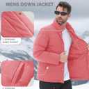 MAGCOMSEN Men's Down Jacket Winter Warm Thicken Puffer Coats Water Resistant Windproof Casual Insulated Jacket (Pink)