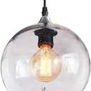 ARIAMOTION Pendant Lights Kitchen Island, Glass Blown Lighting Globe Seeded Clear 8.7" Diam