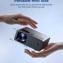 CiBest Portable Mini Projector White, 2025 Upgraded Full HD 1080P Projector, Movie Projector Compatible with iOS/Android Phone/Tablet/Laptop/PC/TV Stick/Box/USB