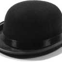 COLLECT PRESENT Classic Black Derby Hat for Adult – Vintage Bowler Hat for Costume Parties, Theater, Dress-Up, Halloween, Cosplay, and Formal Events