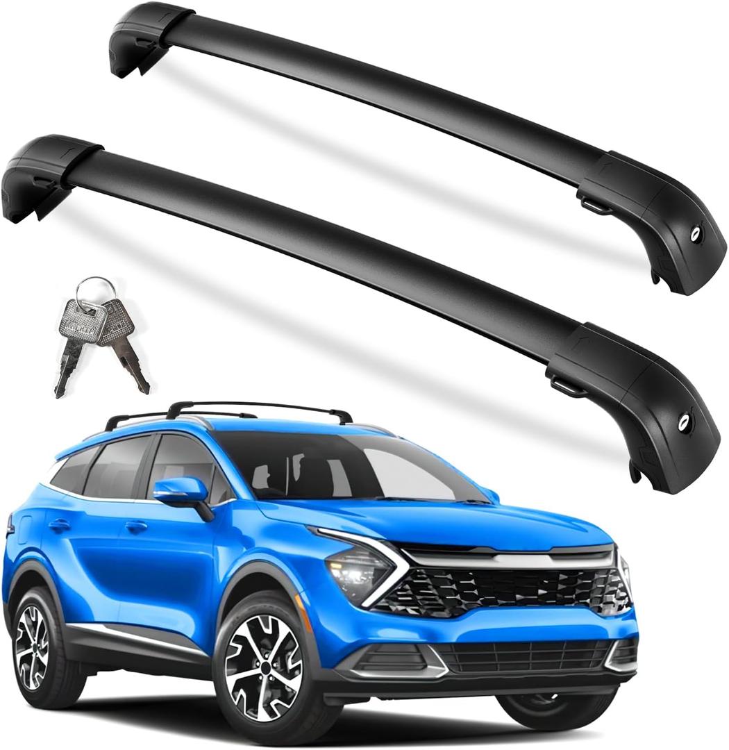 KINGGERI 300LBS Lockable Roof Rack Cross Bars Compatible with KIA Sportage SX & SX Prestige 2016 2017 2018 2019 2020 2021 2022 2023 2024 2025 2026 with Flush Side Rails,Anti-Theft Aluminum Roof Rails