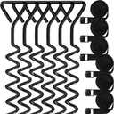 Trampoline Stakes Tent Garden Stake Heavy Duty Trampoline Parts Tent Canopies, Carports,Swing Sets Stake Corkscrew Shape Steel Stakes Anchor Kit (16" (6 Pack), Black)