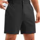 Pudolla Men's Casual Shorts 7"/9"/5" Lightweight Golf Shorts with 3 Pockets Stretch Quick Dry Comfy Work Shorts (Black, M)