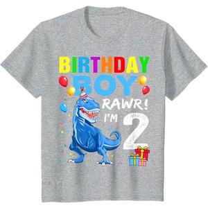 Kids 2 Year Old Shirt 2nd Birthday Boy T Rex Dinosaur T-Shirt 3T
