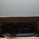 Ergonomic Armless Office Desk Chair - Mid-Century Modern Black Faux Leather with Diamond Stitch, Adjustable Height Swivel Rolling Task Computer Chair with Walnut Accent for Home Office, Study & Work