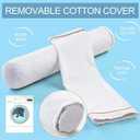 Buckwheat Pillow Adjustable Firm Organic Cotton Bolster Neck Roll Pillow for Pain Pain Relief Sleeping Round Support Cervical Pillows, White 3'' x 16''