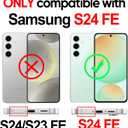 LeYi Compatible for Samsung S 24-FE Case: [NOT FIT S24] Galaxy S24FE Screen Protector Tempered Glass 2PCS, Military-Grade Dual Layer Protective para Android Galaxy FE24 Case, Red