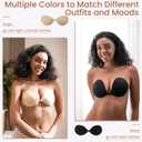 Strapless Sticky Bra Push up Invisible Stick on Bra Adhesive Bras for Women Backless Dress Reusable with Nipple Covers (Black)