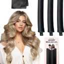 Grande Heatless Curls Overnight Rods - Upgraded Directional Grip Velvet - No Heat Hair Curlers to Sleep, Jumbo Large Hair Rollers Flexible Curling Rods Set for Long Thicker Coarser Hair Blowout Look
