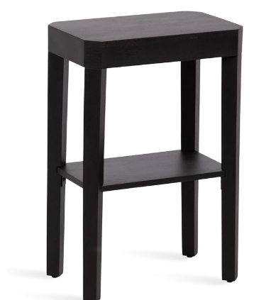 Kate and Laurel Talcott Modern Rectangle Wood Side Table, 16 x 10 x 25, Black, Transitional Decorative Two-Tier End Table for Use as a Bedroom Nightstand or Living Room Accent