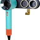 simpletome Hair Dryer Holder Wall Mount for All Magnetic High Speed Blow Dryer with Plug Cord Organizer Hook (Aluminum Alloy, Black)