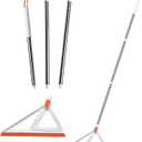 Multifunction Magic Air Broom, Rubber Squeegee Broom with 53" Long Handle, Silicone Floor Scraping Sweeper for Floor Bathroom Foam Kitchen Shower Tile Marble Pet Hair Fur Glass Window Cleaning, Orange