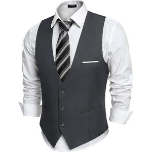 COOFANDY Men's Suit Vest Slim Fit Formal Dress Waistcoat Casual Business Vests for Suit or Tuxedo, Size XL