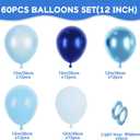 5 x 60Pcs St 12 Inch Dark Light Blue Balloons for Birthday Party Supplies, Latex Helium Arch Garland Kit, Boys Girls Themed Decorations, Baby Shower Favors (Blue)