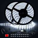 50ft Waterproof LED Strip Lights, 6000K Daylight White IP44 Tape Light, 15M 12V Rope Light Strong 3M Adhesive, for Home,Kitchen, Patio, Balcony, Party, Wedding, Indoor and Outdoor Decor