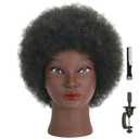 RIHANNAHAIR Kinky Curly Mannequin Head 100% Real Human Hair Manikin Doll Style Head with Stand for African American Practice Braiding Styling Updos Cosmetology Barber Training