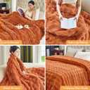Faux Fur Caramel Orange Throw Blanket for Couch - Super Soft Heavy Flufyy Thick Bubble Throw Blankets for Bed Bedroom Living Room Farmhouse Sofa Chair Fall Winter Warm, 90x90 Inch