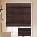 LUCKUP Cordless Bamboo Roman Blinds Shades for Indoor Windows-Blackout Room Darkening Roman Blinds with 6" Valance Cover Enhanced Privacy, 28" W x 64" H