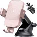 CHGeek Wireless Car Charger, 15W Fast Charging Auto Clamping Car Charger Phone Mount Phone Holder fit for iPhone 15 14 13 12 11 Pro Max Xs, Samsung Galaxy S25 Ultra S24 S23 S22, S21, S20, Pink