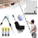 13FT Gutter Cleaning Tools From the Ground, No Ladder Needed - Adjustable Gutter Cleaner Pole with Replaceable Brush & Shovel for Roof Rain Gutters Cleans Leaves and Debris with Grip Tapes