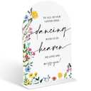 4 x Acrylic Wedding Signs To Our Loved Ones Who Are Dancing With Us In Heaven, 6x8" Floral Themed Arch Acrylic Memorial Table Decor, Love Is In Bloom Decorations for Bridal Shower Engagement Party