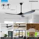 72 Inch Ceiling Fan No Light, Large Outdoor Ceiling Fans Without Lights for Patios with Smart App and Remote Control, Wet Rated 3 Blade Wood Propeller Modern Fan for Exterior Outside, High CFM, Black