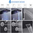 LED Shower Panels Tower System, SUS304 Stainless Steel Bathroom Shower Panel System with 4 Body Jets, Rainfall, Waterfall, Handheld Shower, Tub Faucet (Black)