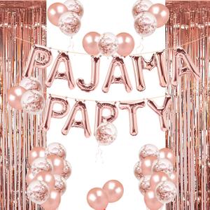 Pajama Party Decorations Rose Gold Pajama Party Balloons Banner Girls Slumber Sleepover Birthday Party Favor PJ Mask Spa Pajama theme Party Supplies Decorations