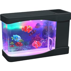 Lightahead Artificial Mini Aquarium A Sensory Multi Colored LED Swimming Fish Tank with Bubbles