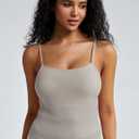 ZeroBound Camisole Built in Shelf Bra Tank Top - Basic Square Neck Halter Tops for Women, Spaghetti Strap Cami Tank Tops (XL)