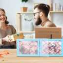 Double 5x7 Horizontal Combo, Soft-Blue Wood Picture Frame, 4.5x6.5 Opening Foldable Landscape View Photo Frame on Table-top or Wall