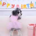 CuteBone Pink Tulle Skirt Dog Wedding Bridesmaid Dress for Puppy with Lace Trim at Waist - Comfortable, Stylish, and Perfect for Special Occasions HBQ01M, Medium, Pink