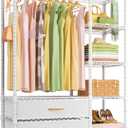 Ulif F3 Heavy Duty Clothes RackWith Fabric DrawersFreestanding Clothing Racks for Hanging ClothesAdjustable Closet Organizer SystemPortable Garment Rack 40" W x 15" D x 72" HMax Load 700LBSWhite