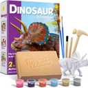Dinosaur Triceratops Fossil Digging Kit for Kids 6+, 2-in-1 Dig & Build Educational Toy, Excavation Adventure with Paintable Model, Complete Paleontology Gift Set