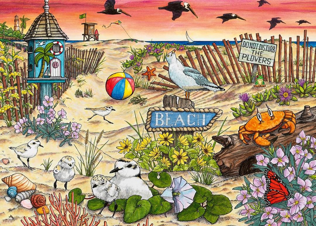 Wonder Forge Don't Disturb The Plovers 1000 Piece Jigsaw Puzzle for Adults | Unique, Perfectly-Fitting Pieces | Fun, Vibrant Imagery 