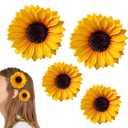 4PCS Sunflower Hair Clips for Women, Yellow Flower Hair Clips Daisy Hair Clip, Large and Small Sunflower Hair Barrettes Floral Hair Accessories