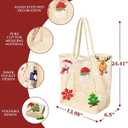 Ofiray-home Beach Bags for Women - Large Cotton Mesh Tote Bag, Foldable Shoulder Bag for Travel Beach Picnic Vacation (Beige With Red)