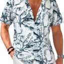 Comdecevis Men's Hawaiian Floral Shirts Short Sleeve Button Down Tropical Summer Beach Shirts (X-Large, Flower Gray)