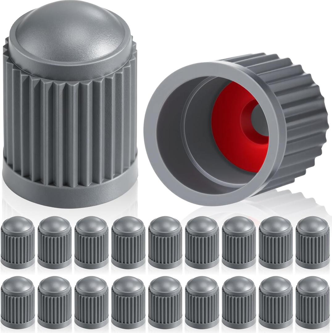 Outus 20 Pcs Tire Valve Stem Caps Car Tire Caps Plastic Universal Black Valve Stem Covers for Bike Bicycle Cars SUV Trucks Motorcycles (Grey)