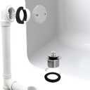 Westbrass D4972-26 1-1/2" Bath Waste & Overflow Assembly with Pull Drain Stopper and Two-Hole Faceplate Top Elbow - Sch. 40 PVC, Polished Chrome (2-Pack)