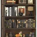 TVU 6-Tier Wooden Book Shelf, Floor-Standing Display Bookcase, 77.2" H x 31.5" W x 11" D Bookshelf, Farmhouse Style Book Case with Arched Base, Suitable for Living Room, Study, Office, Walnut